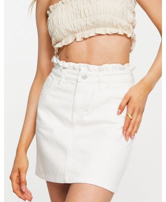 Miss Selfridge frill top denim skirt in white