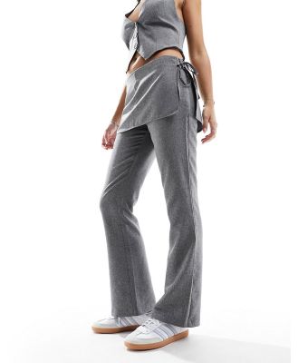 Miss Selfridge pants with side tie up skirt in grey