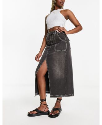 Miss Selfridge pocket detail maxi skirt in black wash with contrast stitching