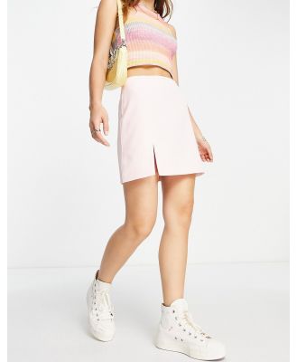 Miss Selfridge split hem mini skirt in pale pink