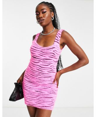 Miss Selfridge zebra pattern lash mini dress in pink (part of a set)