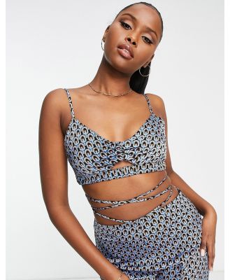 Missguided bralet in navy geometric print (part of a set)