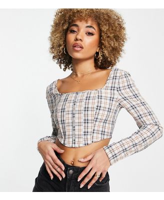 Missguided corset top in check-Multi