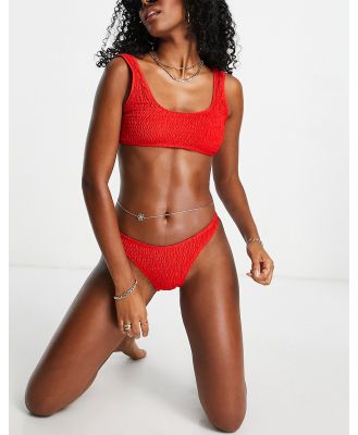 Missguided mix & match high leg bikini bottoms in red crinkle
