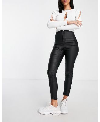 Missguided Vice coated sculpt detail jeans in black
