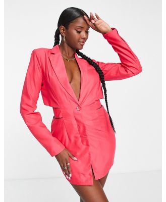 Missy Empire blazer dress with cut out detail in fuchsia-Pink