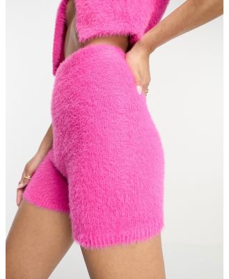 Missy Empire fluffy shorts in pink (part of a set)