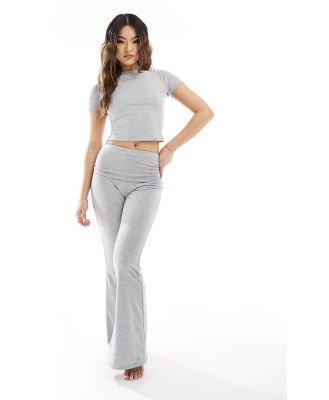 Missy Empire folded waist flared pants in grey (part of a set)