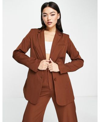 Missy Empire relaxed blazer in chocolate (part of a set)-Brown