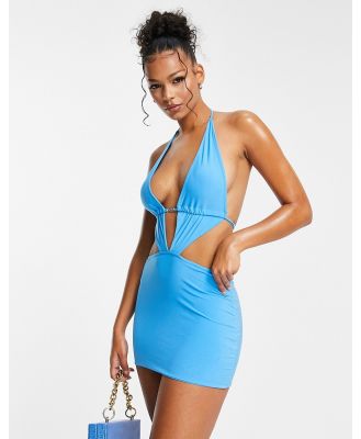 Missy Empire x Mary Bedford slinky cut out mini dress in blue