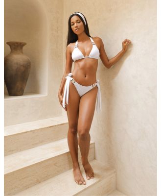 Moda Minx Amour crystal tie side brazilian bikini bottom in White