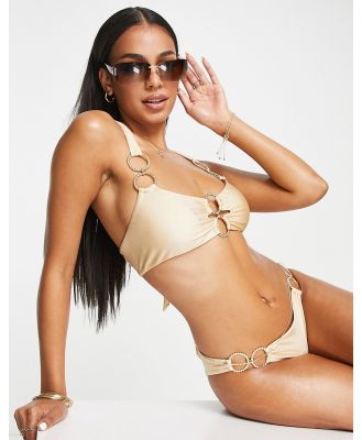 Moda Minx Euphoria crop bikini top in champange-Gold