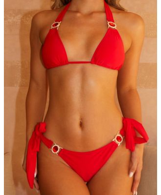 Moda Minx x Lyds Butler Amour crystal tie side bikini bottoms in red