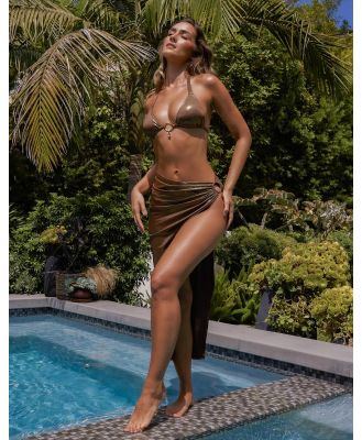 Moda Minx x Priscilla Ricart maxi beach skirt with hoop in high shine brown
