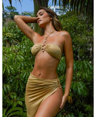 Moda Minx x Priscilla Ricart maxi beach skirt with hoop in high shine gold