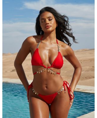 Moda Minx x Savannah-Shae Richards Valentina coin tie side bikini bottoms in red