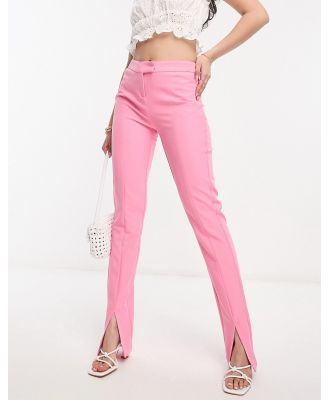 Morgan split front tailored pants in pink