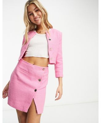 Morgan tweed asymmetric button detail mini skirt in pink (part of a set)