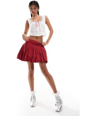 Motel Kiyowo puffball cotton mini skirt in red