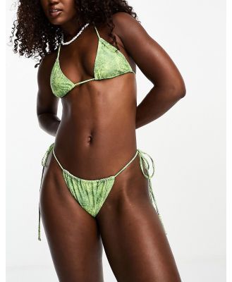 Motel Leyna tie side bikini bottoms in paisley abstract green