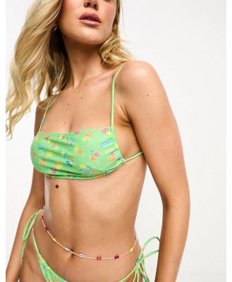 Motel Reema strappy crop bikini top in green floral