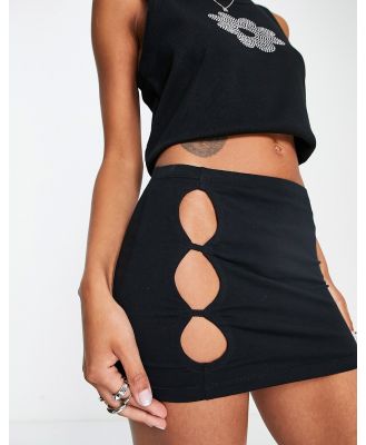 Motel Y2K mini bodycon skirt with cut out detail-Black