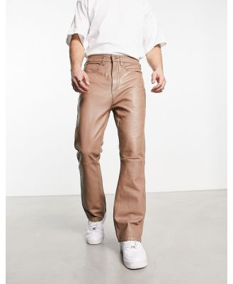 Muubaa oversized leather workwear pants in brown