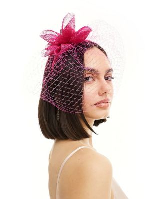 My Accessories corsage headband with net veil in hot pink