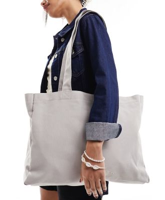 My Accessories large canvas tote bag in off white