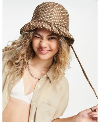 My Accessories London bucket hat in brown monogram with ties (part of a set)
