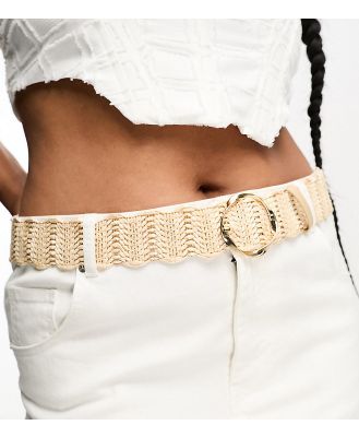 My Accessories London Curve woven rattan crochet belt in natural-Neutral