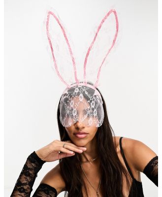 My Accessories London lace veil halloween bunny ears in pink