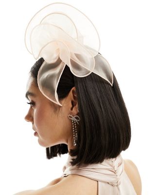 My Accessories structured floral fascinator headband in champagne-White