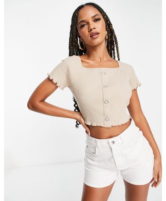 NA-KD baby lock cropped top in light beige-White