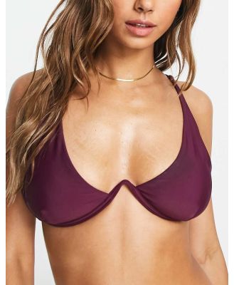 NA-KD wide wired bikini top in deep purple