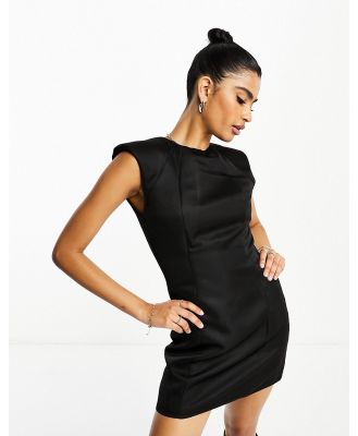 NA-KD x Josefine HJ sharp shoulder mini dress in black