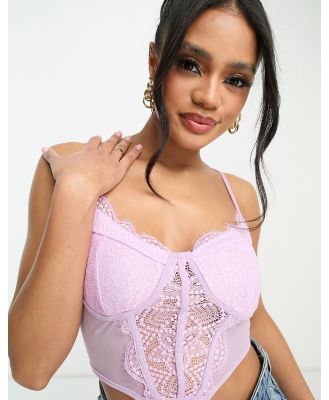 NaaNaa corset top in lilac with lace-Purple