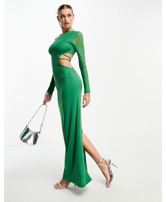 NaaNaa long sleeve maxi dress with cut out detail in green