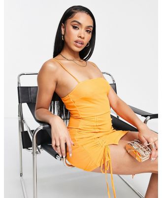 NaaNaa orange mini dress with ruched sides and tie detail