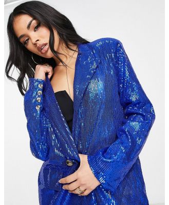NaaNaa oversized sequin blazer in cobalt blue (part of a set)