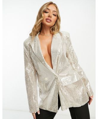 NaaNaa oversized sequin blazer in pearl white (part of a set)