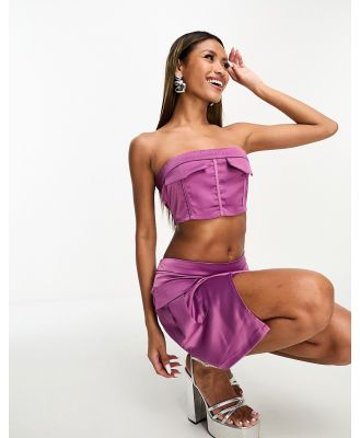 NaaNaa satin tailored bandeau top in purple (part of a set)