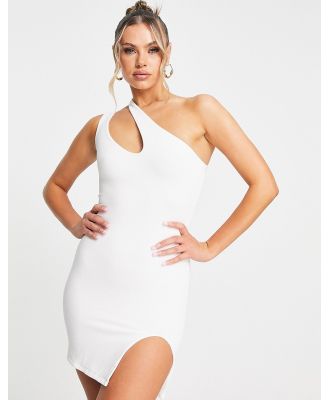 Naked Wardrobe one-shoulder cut-out mini dress in white