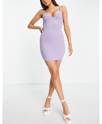 Naked Wardrobe ribbed bustier mini dress in lilac-Purple