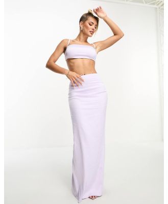 Naked Wardrobe satin maxi skirt in lilac (part of a set)-Purple