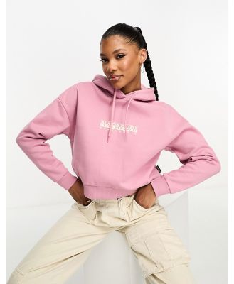 Napapijri Box logo cropped fleece hoodie in pink