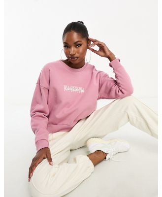 Napapijri Box logo cropped fleece sweatshirt in pink