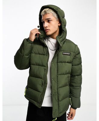 Napapijri Rick water-repellent puffer jacket with logo patches in khaki-Green
