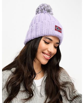 Napapijri Semiury knitted bobble hat in lilac-Purple