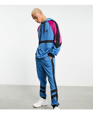 Native Youth colour block trackies in blue (part of a set)-Navy